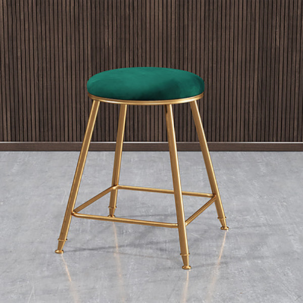 Nordic Glam Bar Stool Round Counter Bar Stool with Metal Legs for Kitchen
