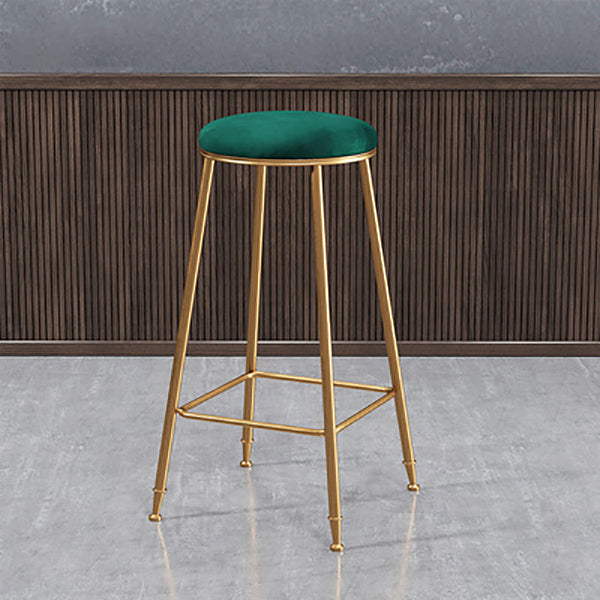 Nordic Glam Bar Stool Round Counter Bar Stool with Metal Legs for Kitchen
