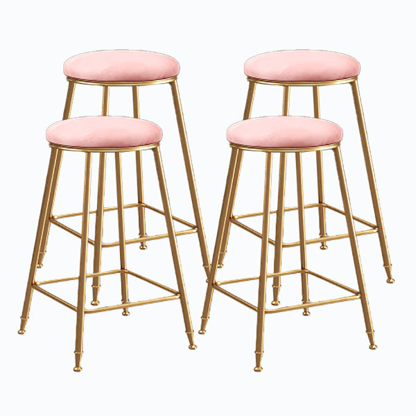 Nordic Glam Bar Stool Round Counter Bar Stool with Metal Legs for Kitchen