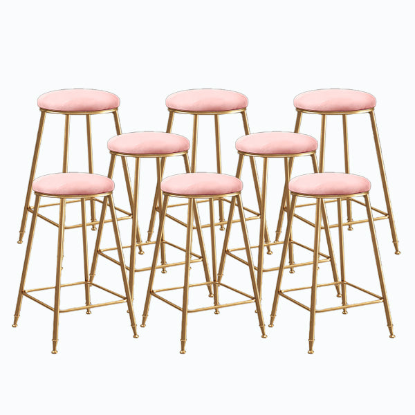 Nordic Glam Bar Stool Round Counter Bar Stool with Metal Legs for Kitchen