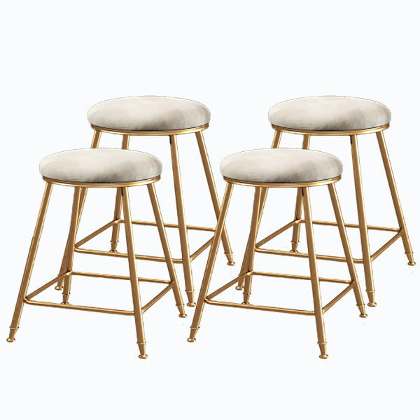 Nordic Glam Bar Stool Round Counter Bar Stool with Metal Legs for Kitchen