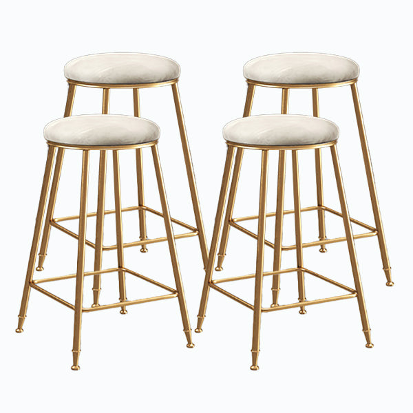 Nordic Glam Bar Stool Round Counter Bar Stool with Metal Legs for Kitchen