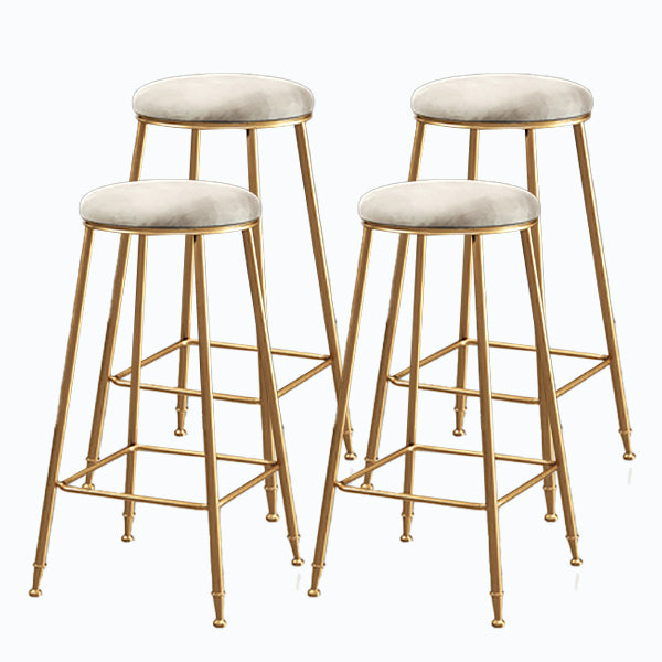 Nordic Glam Bar Stool Round Counter Bar Stool with Metal Legs for Kitchen