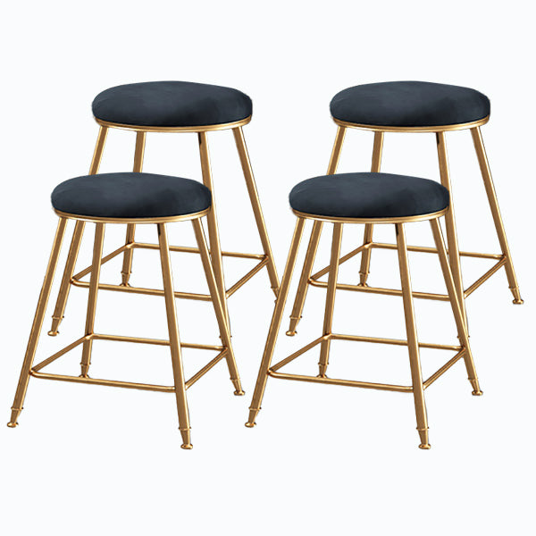 Nordic Glam Bar Stool Round Counter Bar Stool with Metal Legs for Kitchen