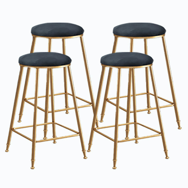 Nordic Glam Bar Stool Round Counter Bar Stool with Metal Legs for Kitchen