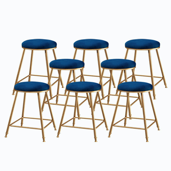 Nordic Glam Bar Stool Round Counter Bar Stool with Metal Legs for Kitchen