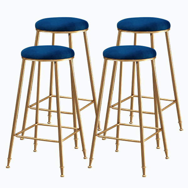 Nordic Glam Bar Stool Round Counter Bar Stool with Metal Legs for Kitchen