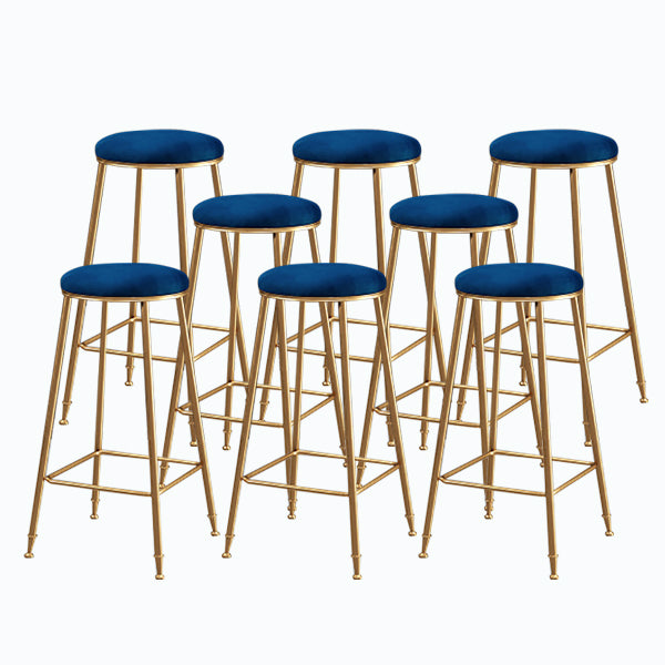 Nordic Glam Bar Stool Round Counter Bar Stool with Metal Legs for Kitchen