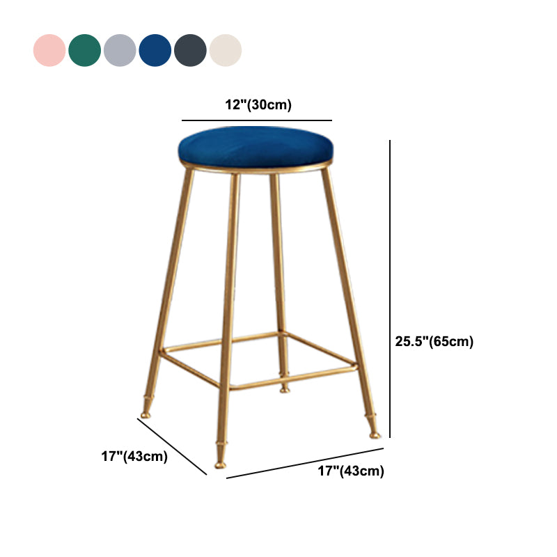 Nordic Glam Bar Stool Round Counter Bar Stool with Metal Legs for Kitchen