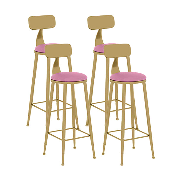 Nordic Glam Style Bar Stool Round Counter Bar Stool with Metal Legs