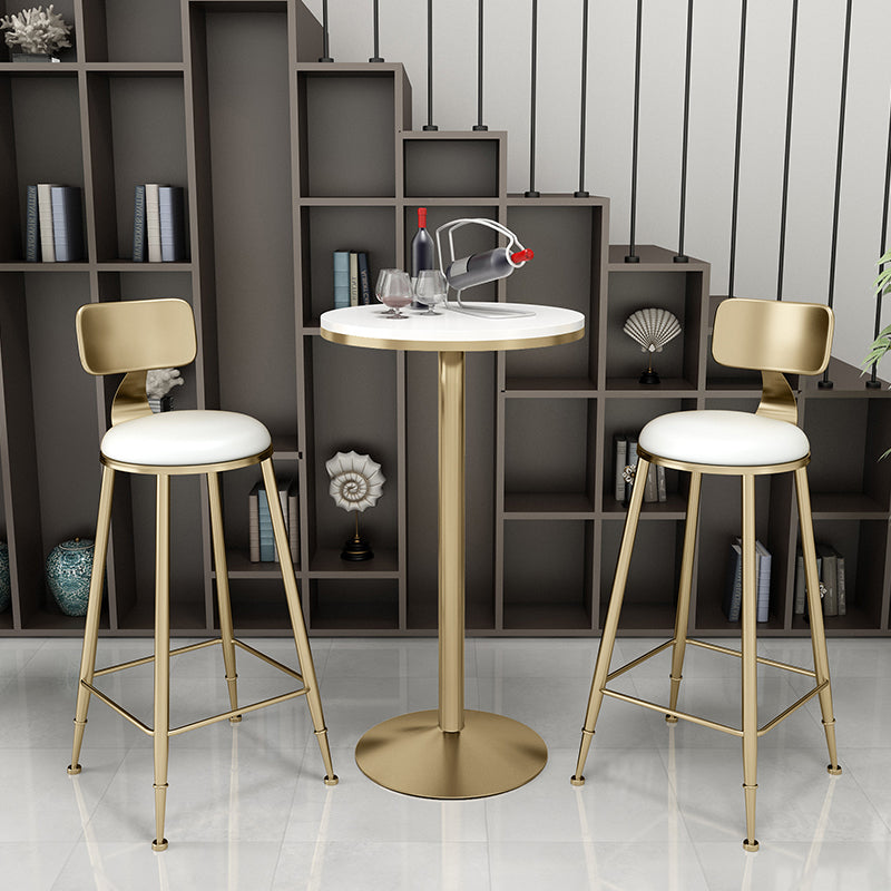 Nordic Glam Style Bar Stool Round Counter Bar Stool with Metal Legs