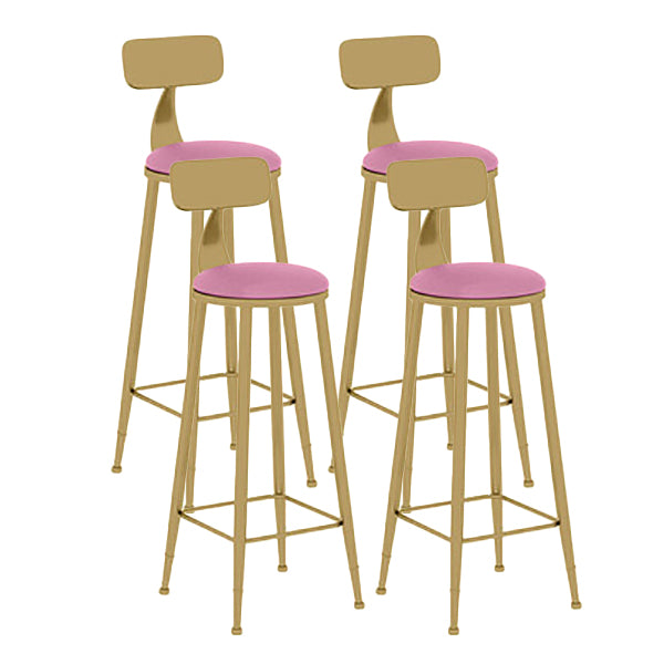 Nordic Glam Style Bar Stool Round Counter Bar Stool with Metal Legs