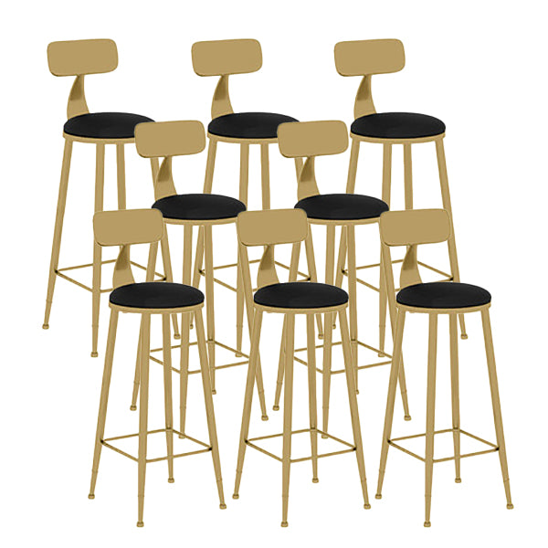 Nordic Glam Style Bar Stool Round Counter Bar Stool with Metal Legs