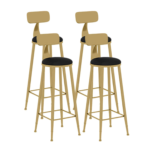 Nordic Glam Style Bar Stool Round Counter Bar Stool with Metal Legs