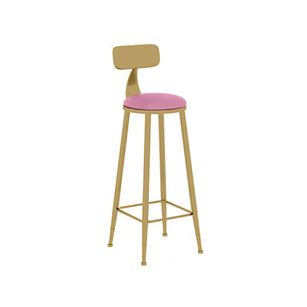Nordic Glam Style Bar Stool Round Counter Bar Stool with Metal Legs