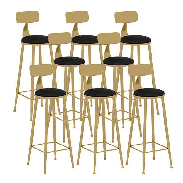 Nordic Glam Style Bar Stool Round Counter Bar Stool with Metal Legs