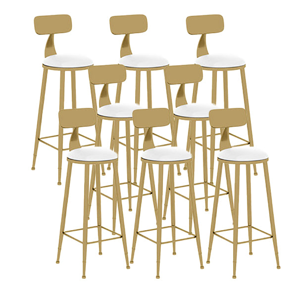 Nordic Glam Style Bar Stool Round Counter Bar Stool with Metal Legs