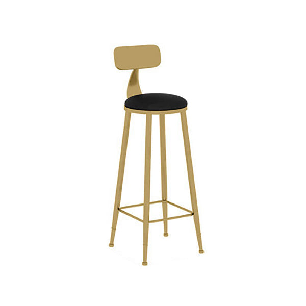 Nordic Glam Style Bar Stool Round Counter Bar Stool with Metal Legs