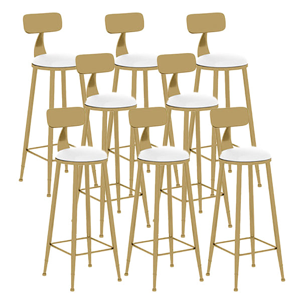 Nordic Glam Style Bar Stool Round Counter Bar Stool with Metal Legs