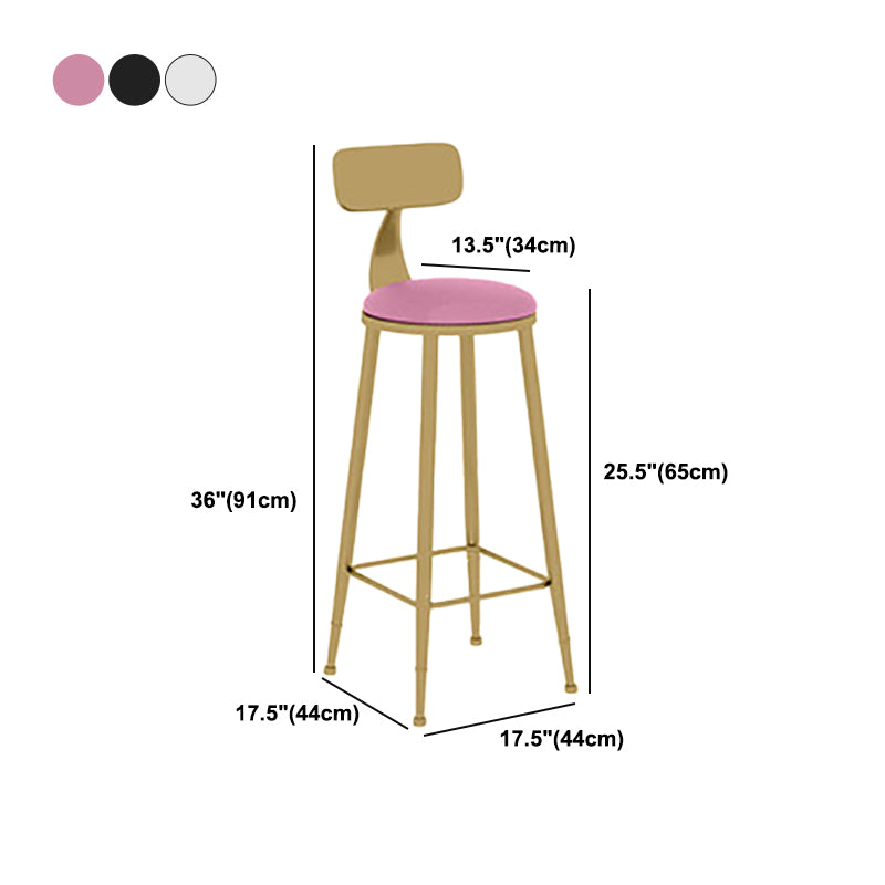 Nordic Glam Style Bar Stool Round Counter Bar Stool with Metal Legs