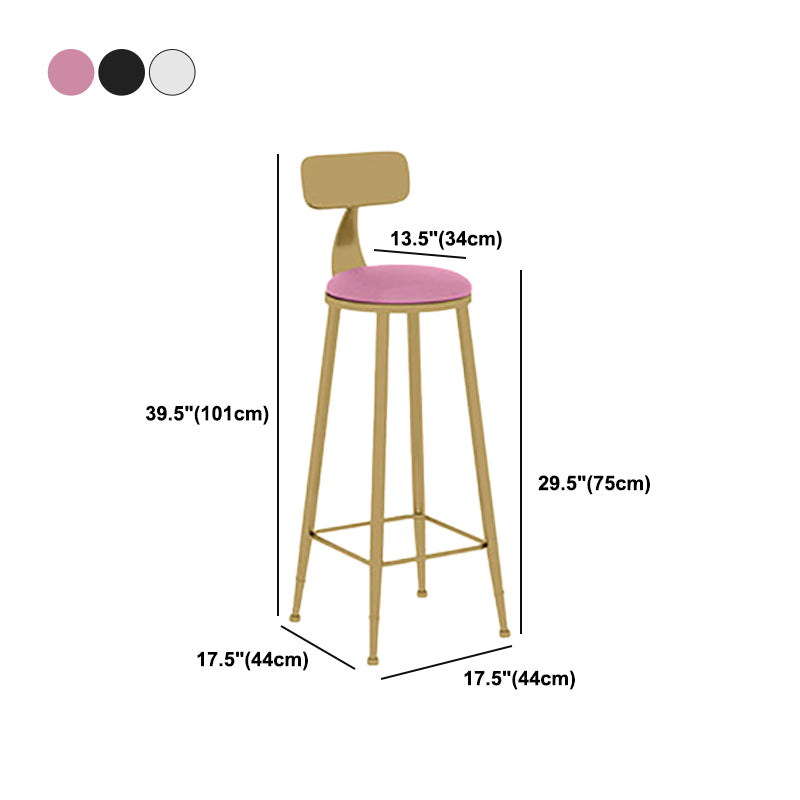 Nordic Glam Style Bar Stool Round Counter Bar Stool with Metal Legs