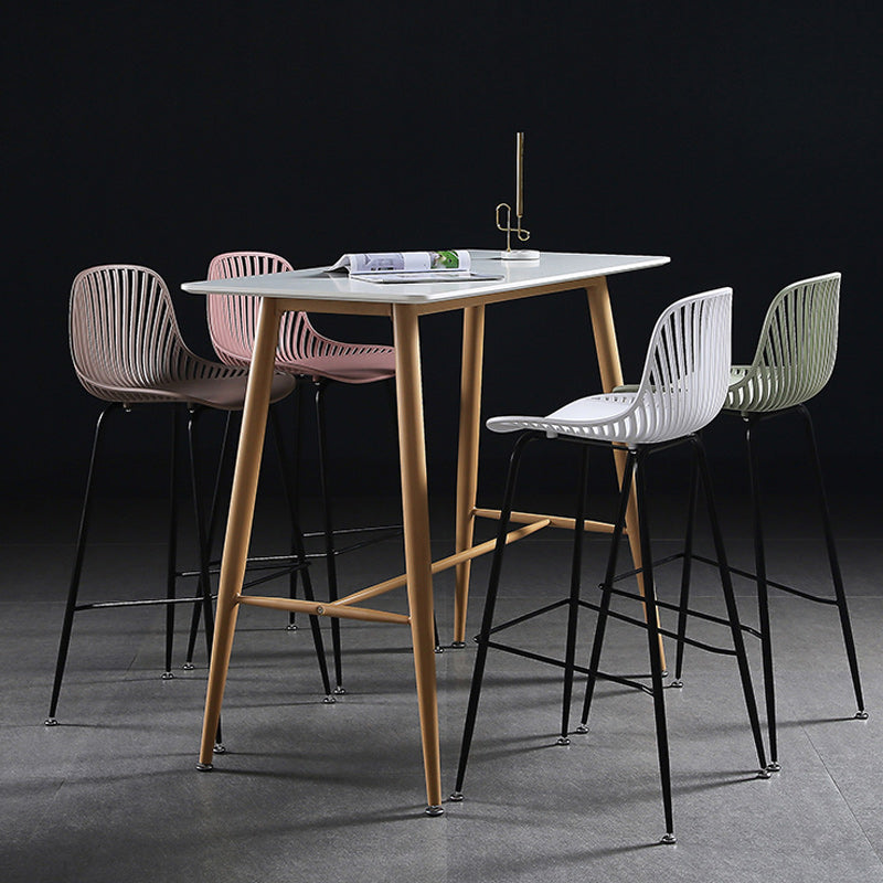 41" Height Backrest Armless Counter Stool Modern Iron Bar Stool with Plastic Cushion