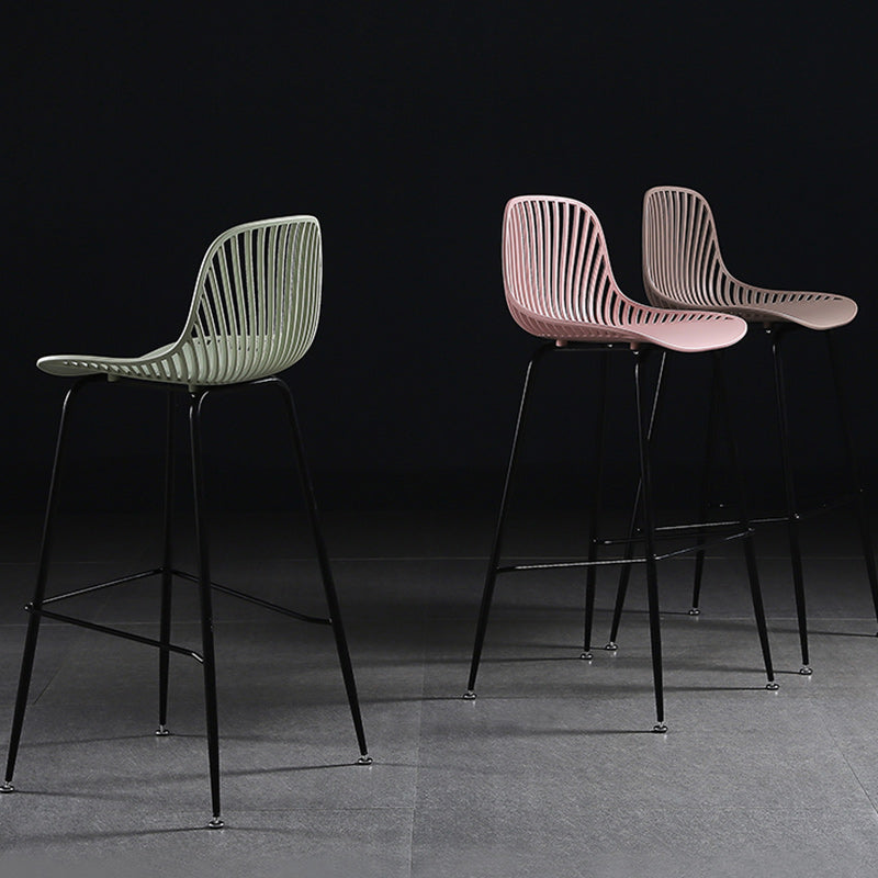 41" Height Backrest Armless Counter Stool Modern Iron Bar Stool with Plastic Cushion
