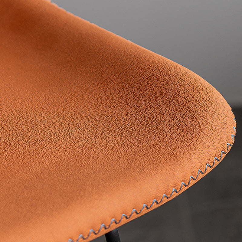 Modern Backrest Armless Counter Stool Iron Bar Stool with Black Metal Base