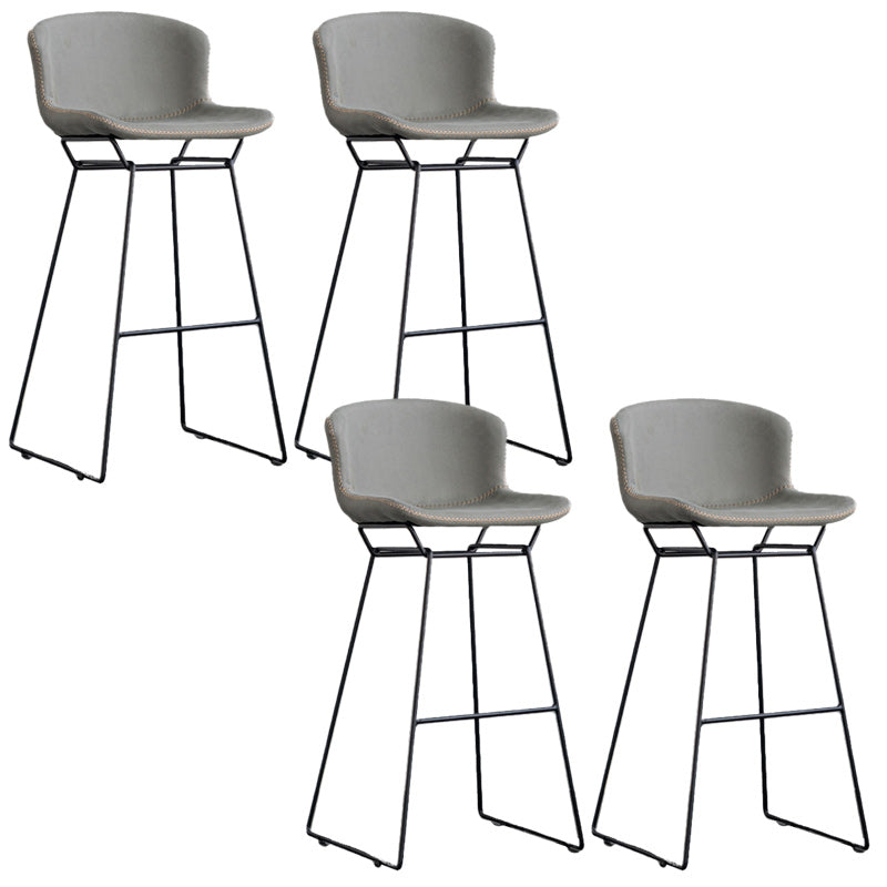 Modern Backrest Armless Counter Stool Iron Bar Stool with Black Metal Base