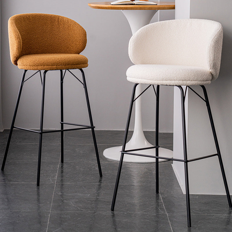 Modern Backrest Armless Counter Stool Upholstered Bar Stool with Metal 4 Legs