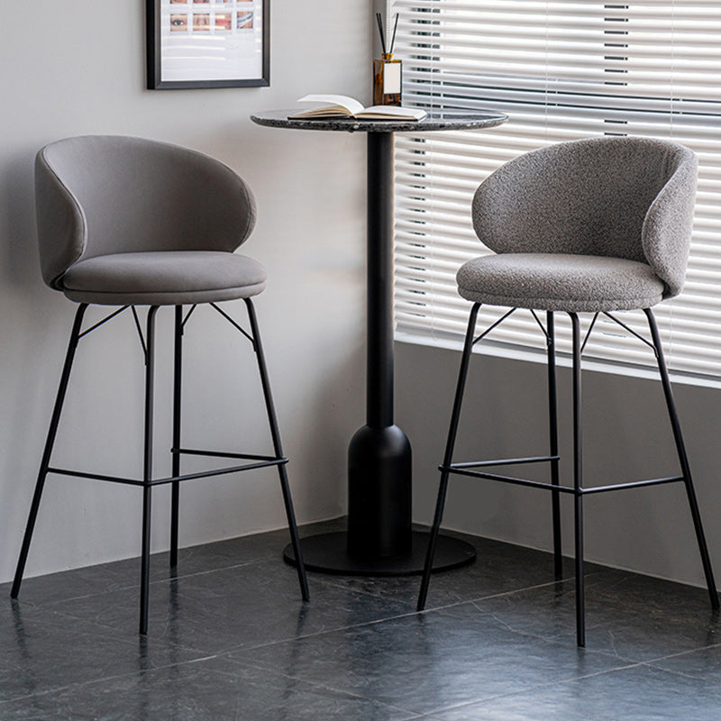 Modern Backrest Armless Counter Stool Upholstered Bar Stool with Metal 4 Legs