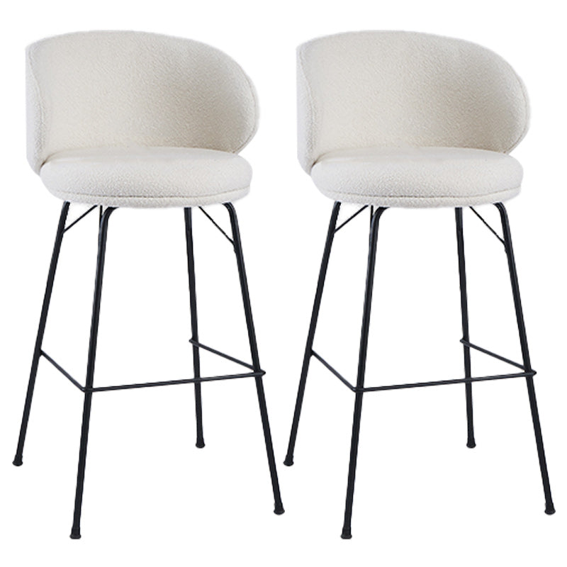 Modern Backrest Armless Counter Stool Upholstered Bar Stool with Metal 4 Legs