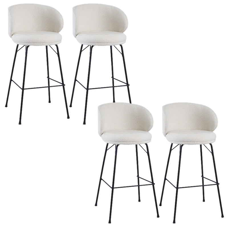 Modern Backrest Armless Counter Stool Upholstered Bar Stool with Metal 4 Legs
