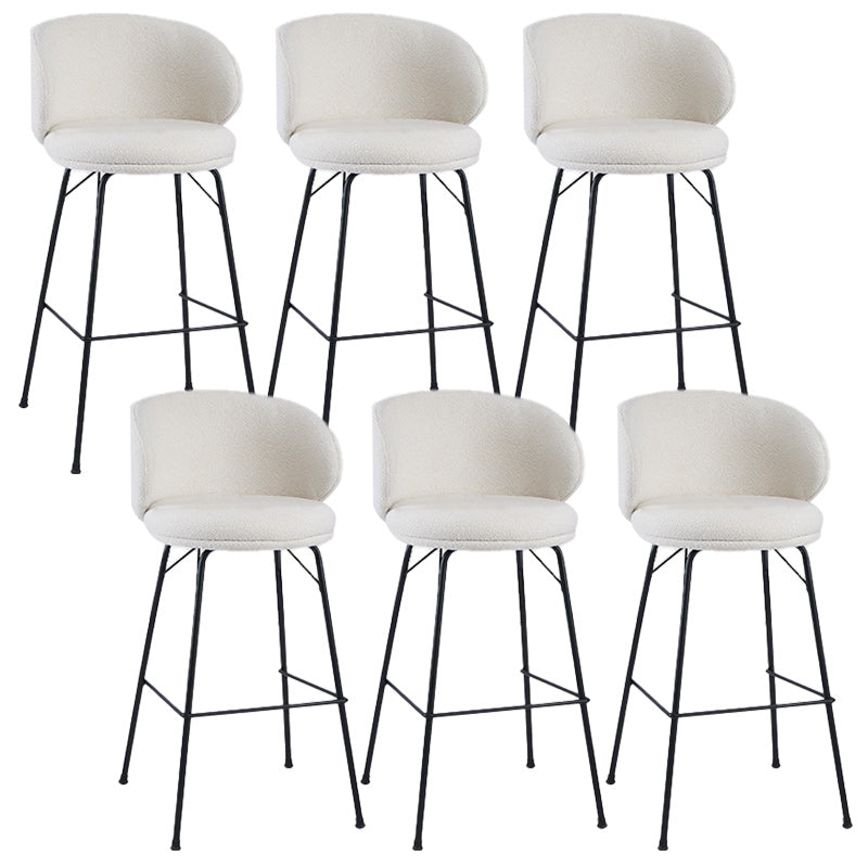 Modern Backrest Armless Counter Stool Upholstered Bar Stool with Metal 4 Legs