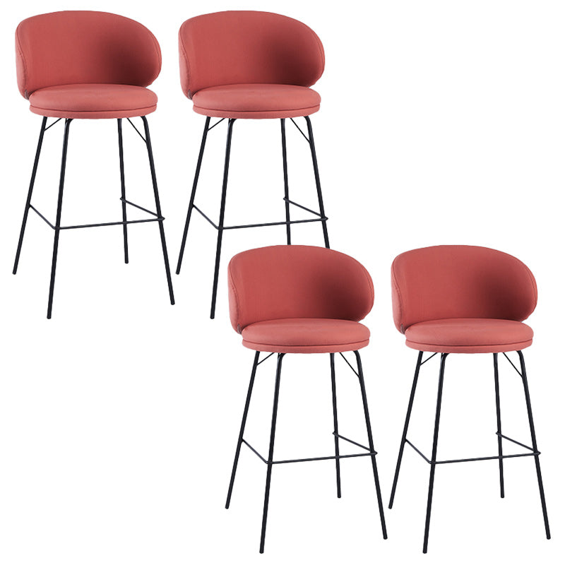 Modern Backrest Armless Counter Stool Upholstered Bar Stool with Metal 4 Legs