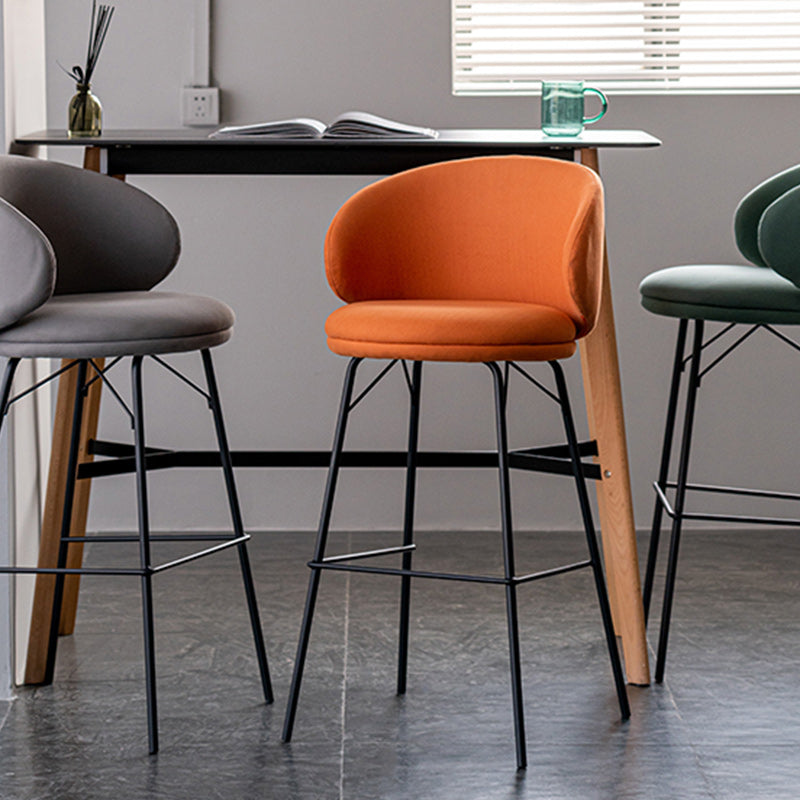 Modern Backrest Armless Counter Stool Upholstered Bar Stool with Metal 4 Legs