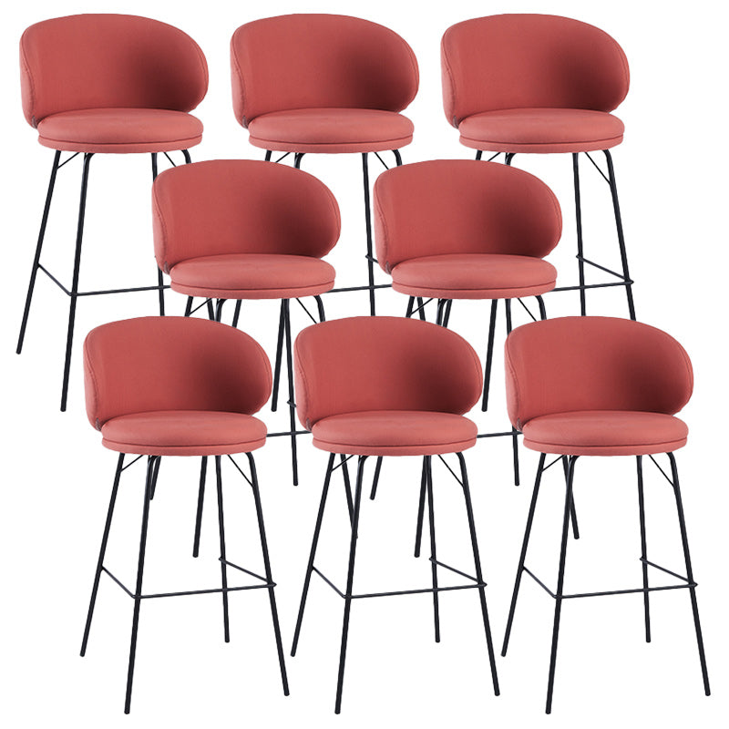 Modern Backrest Armless Counter Stool Upholstered Bar Stool with Metal 4 Legs