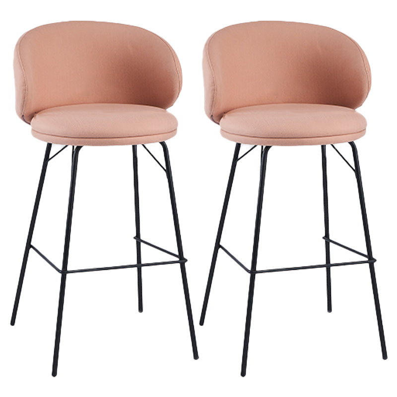 Modern Backrest Armless Counter Stool Upholstered Bar Stool with Metal 4 Legs