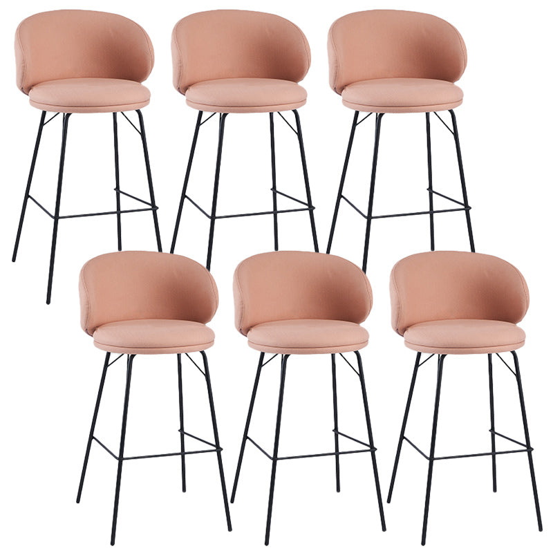 Modern Backrest Armless Counter Stool Upholstered Bar Stool with Metal 4 Legs
