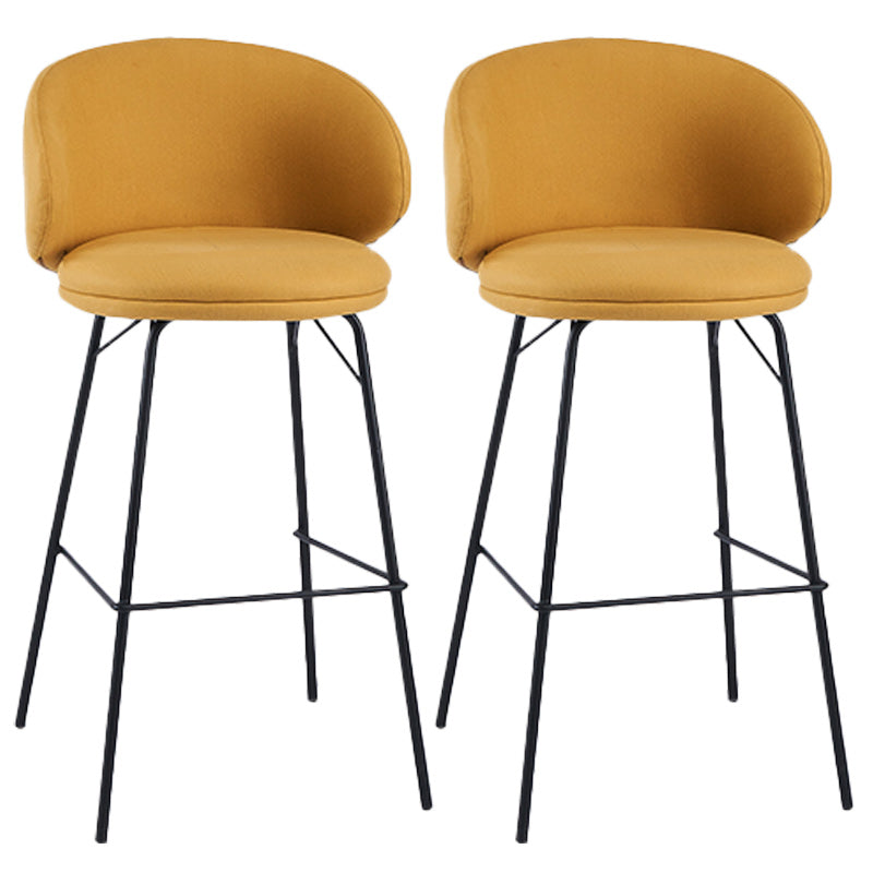 Modern Backrest Armless Counter Stool Upholstered Bar Stool with Metal 4 Legs