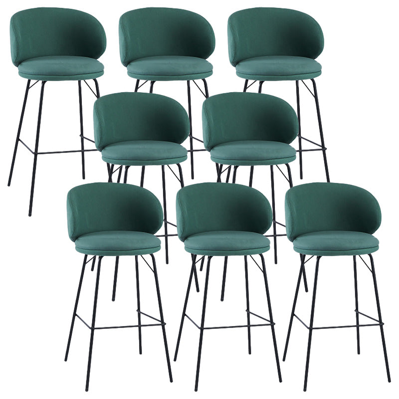 Modern Backrest Armless Counter Stool Upholstered Bar Stool with Metal 4 Legs