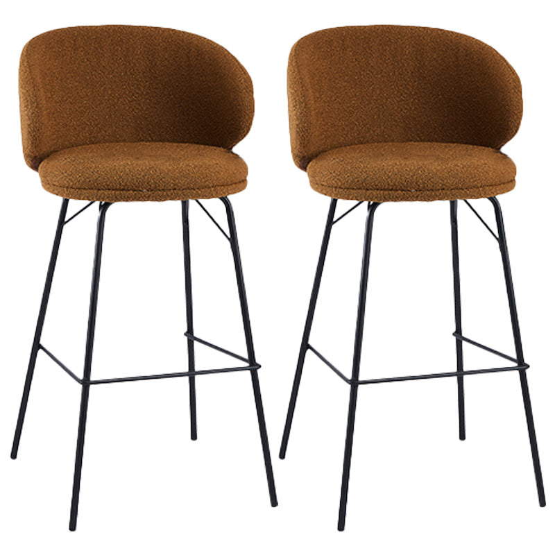 Modern Backrest Armless Counter Stool Upholstered Bar Stool with Metal 4 Legs