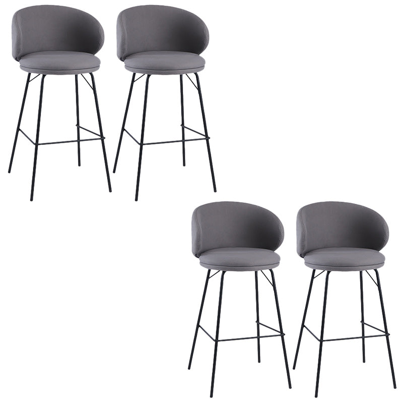 Modern Backrest Armless Counter Stool Upholstered Bar Stool with Metal 4 Legs