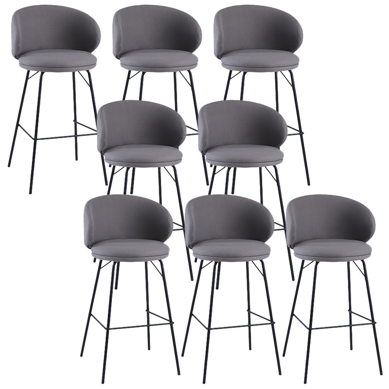 Modern Backrest Armless Counter Stool Upholstered Bar Stool with Metal 4 Legs