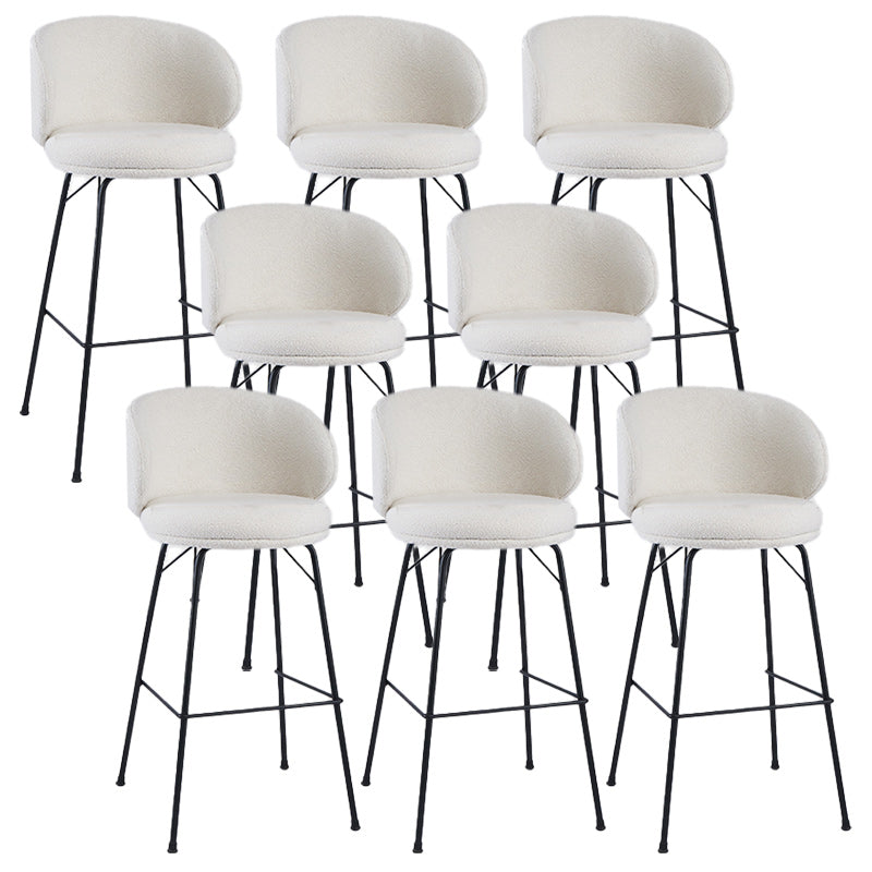 Modern Backrest Armless Counter Stool Upholstered Bar Stool with Metal 4 Legs