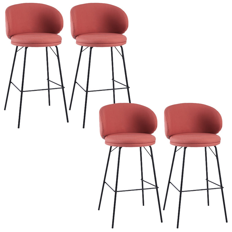 Modern Backrest Armless Counter Stool Upholstered Bar Stool with Metal 4 Legs