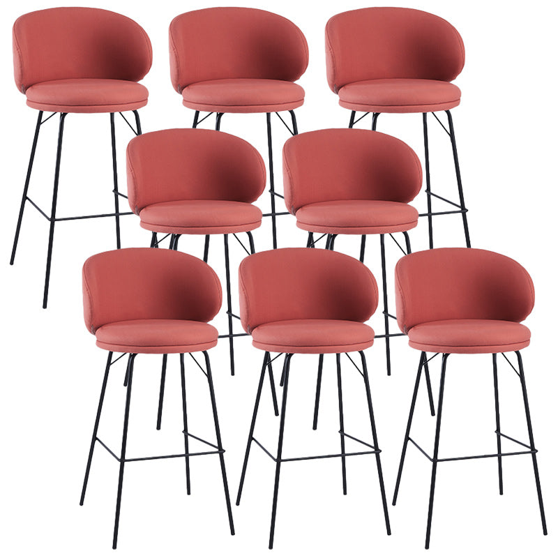Modern Backrest Armless Counter Stool Upholstered Bar Stool with Metal 4 Legs