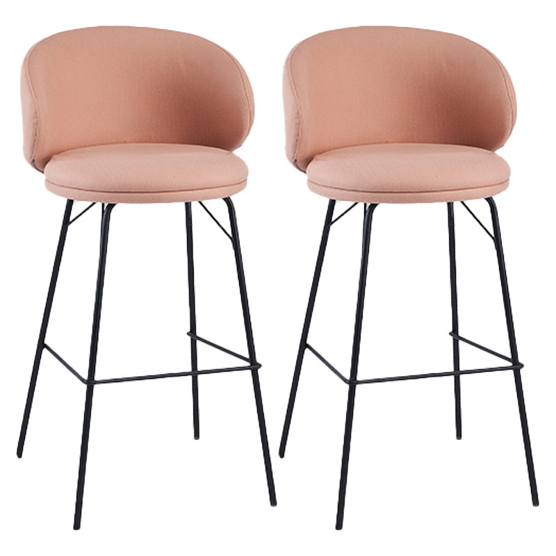 Modern Backrest Armless Counter Stool Upholstered Bar Stool with Metal 4 Legs