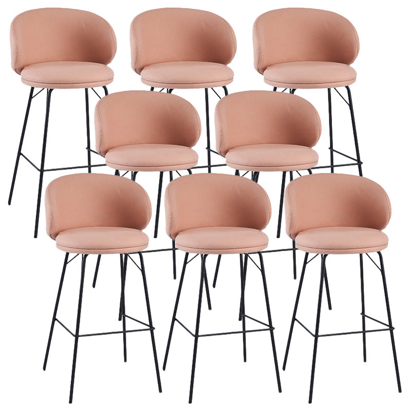 Modern Backrest Armless Counter Stool Upholstered Bar Stool with Metal 4 Legs