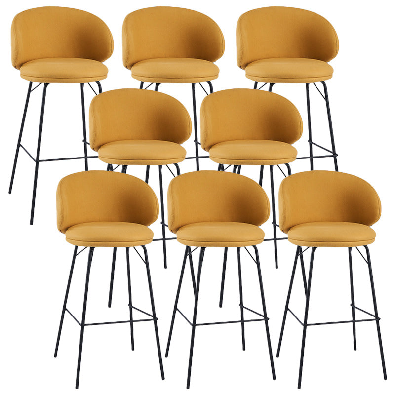 Modern Backrest Armless Counter Stool Upholstered Bar Stool with Metal 4 Legs